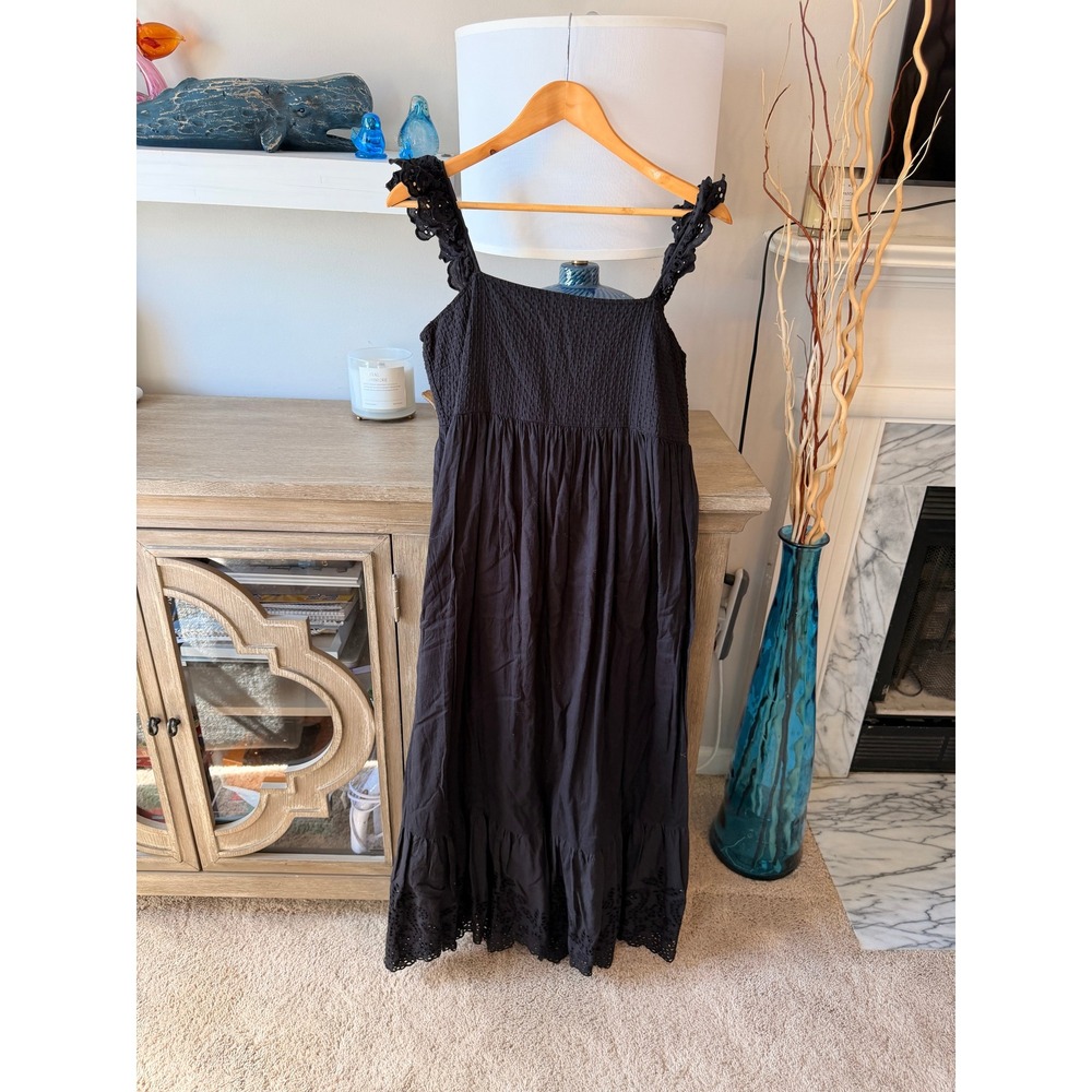 Apiece Apart Eyelet Smocked‎ Maxi Dress Womens Black Size 6